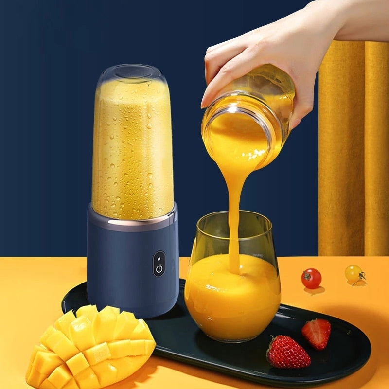 6 Blades Portable Juicer Small Electric Juicer Fruit Automatic Smoothie Blender